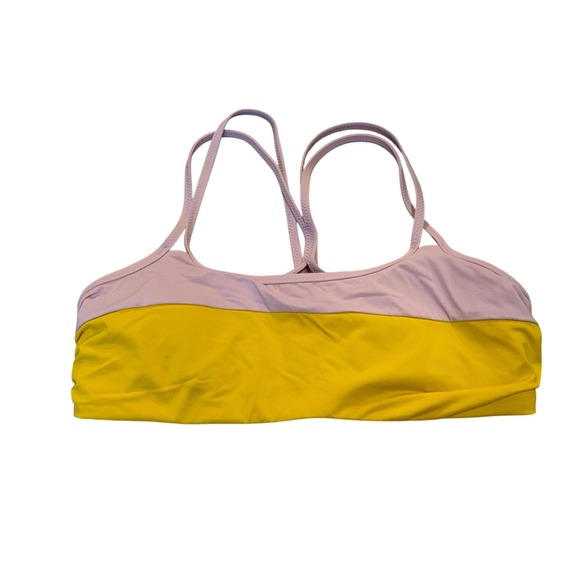 Athleta Other - Athleta Bikini Top Yellow Purple Medium Strappy Back Athletic Swim Beachwear